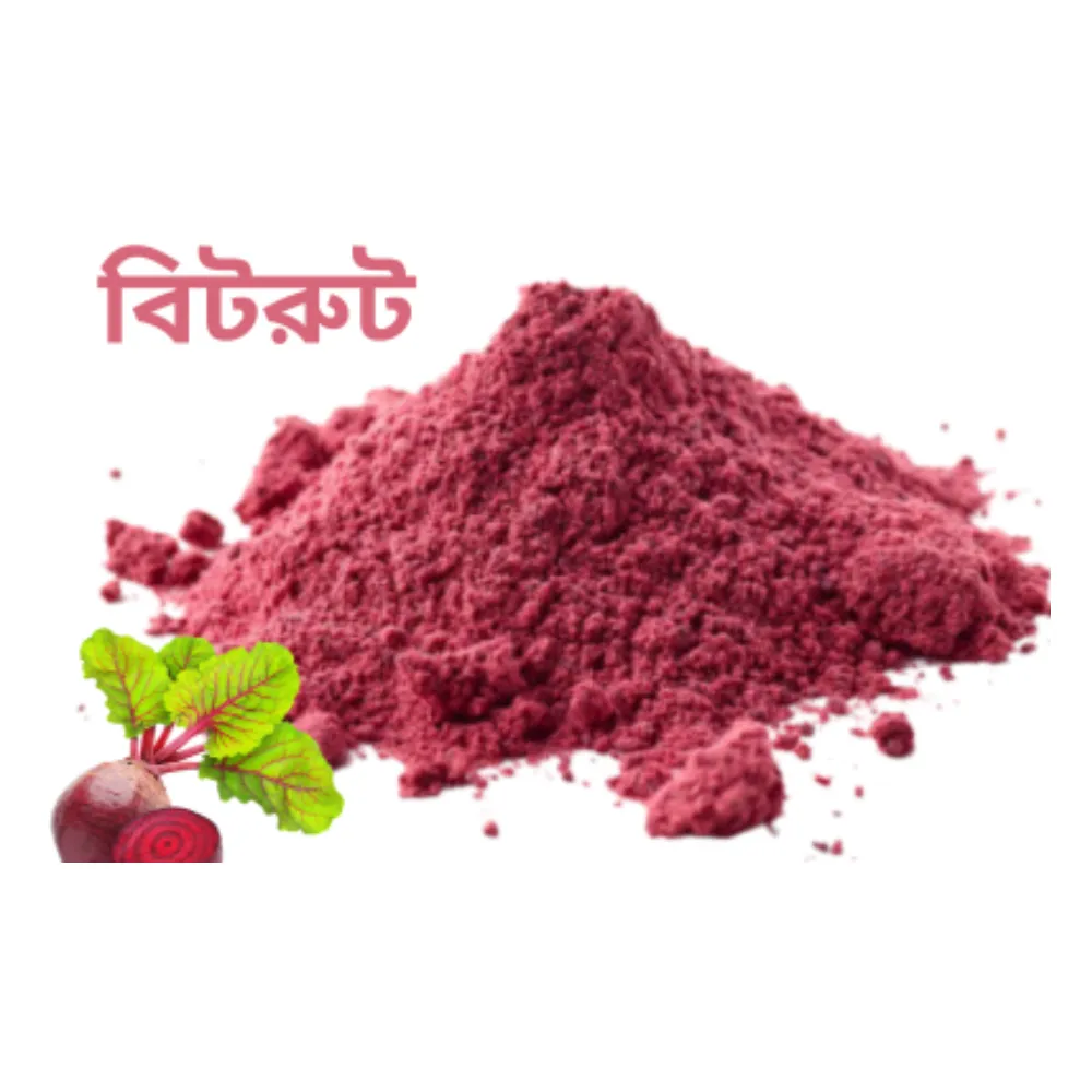 A close-up of beetroot powder, highlighting its deep red hue and powdery consistency, and is perfect for healthy eating.